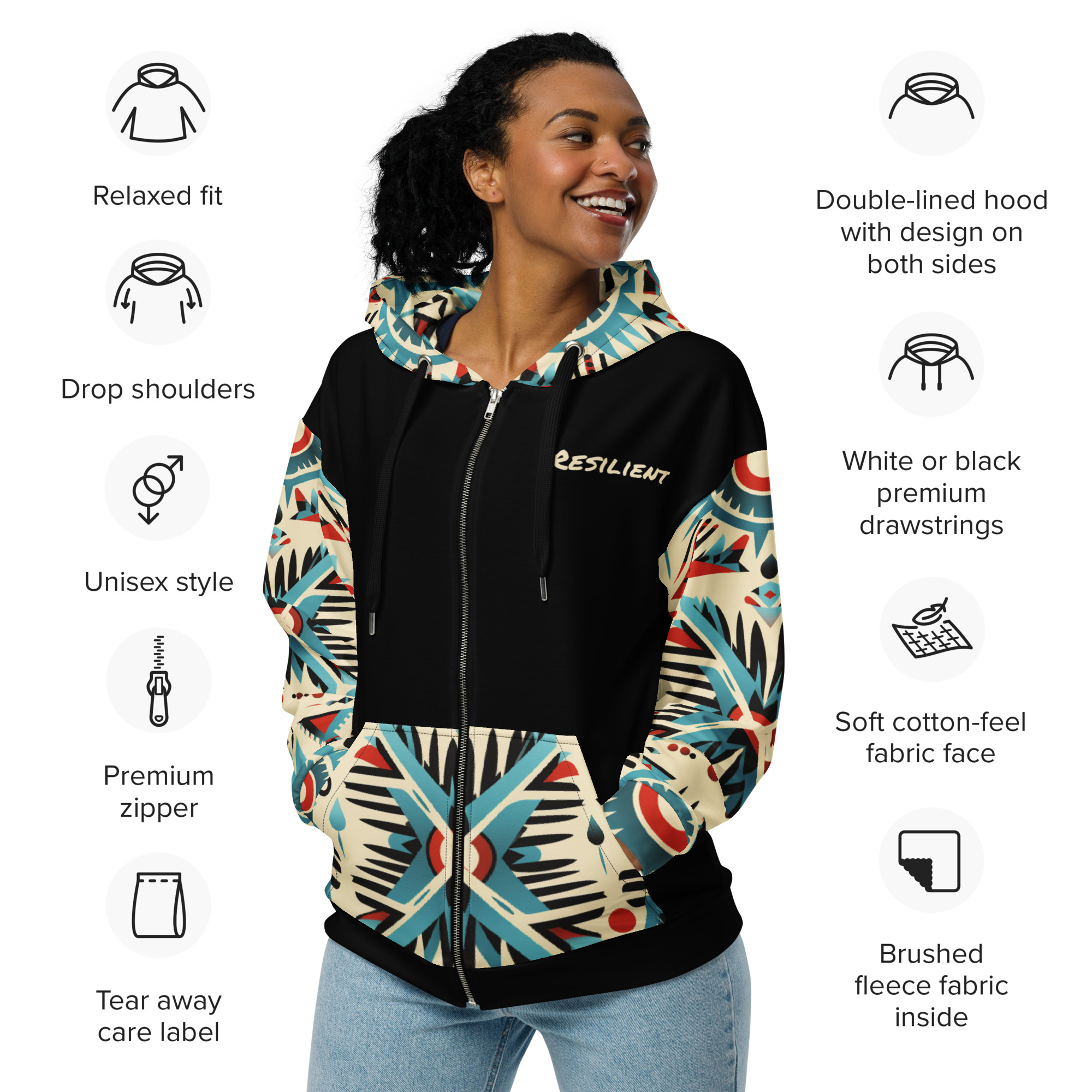 Aztec Unisex Zip Hoodie - Image 4