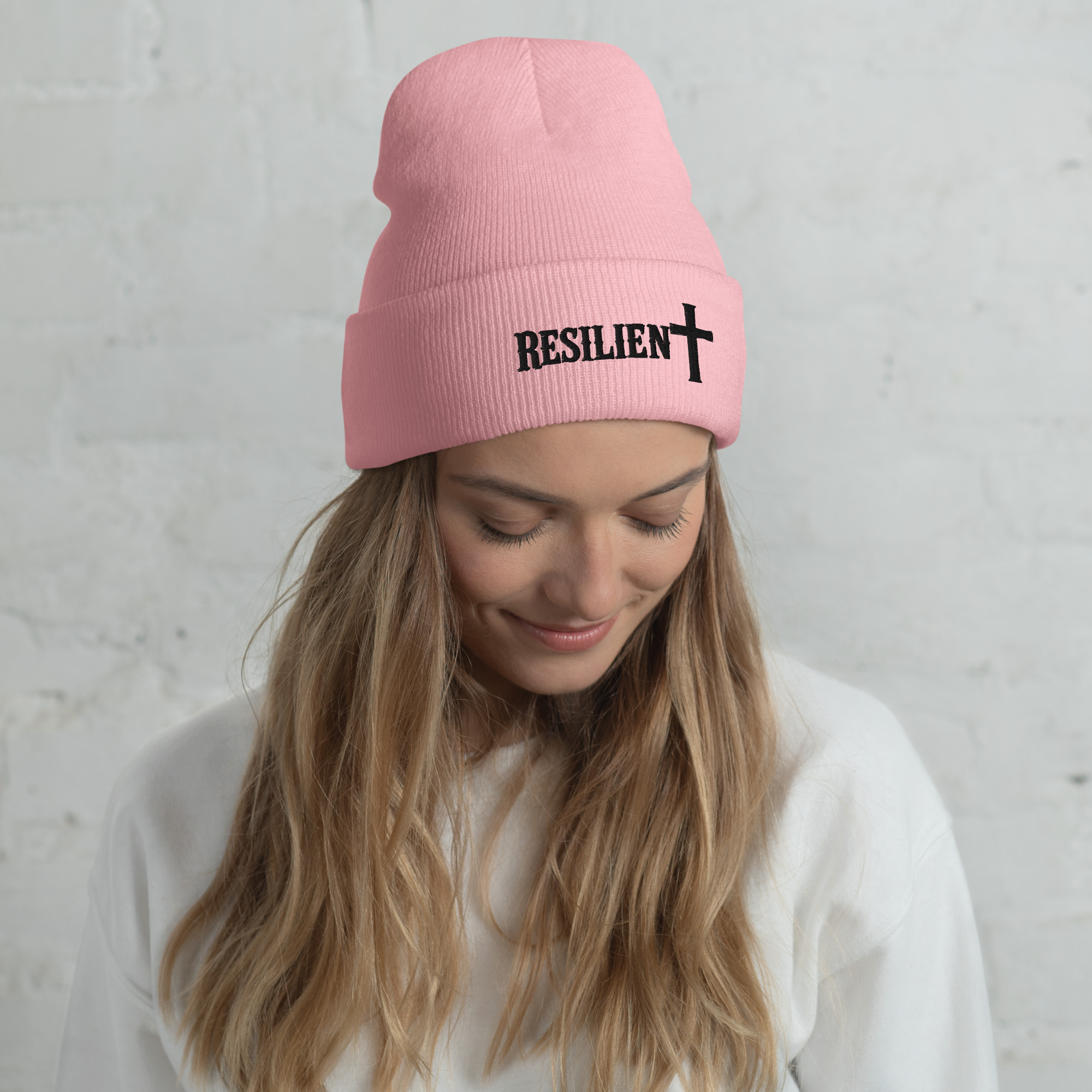 Unisex Cross Cuffed Beanie - Image 4