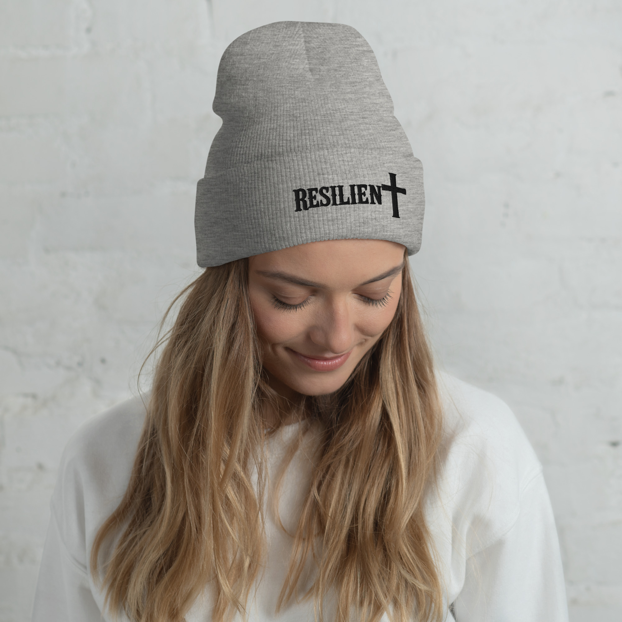 Unisex Cross Cuffed Beanie - Image 3