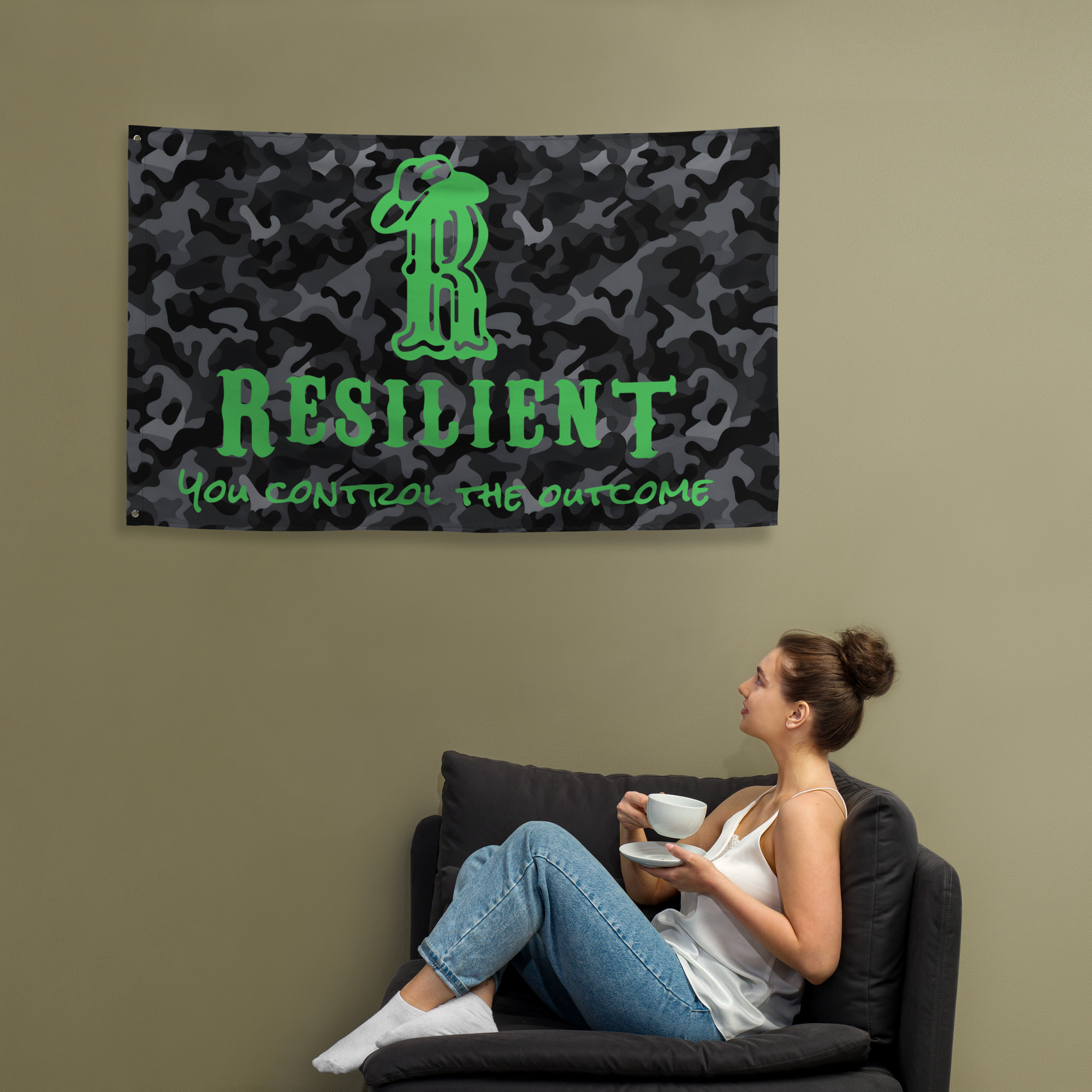 Camo and Green Flag Decor